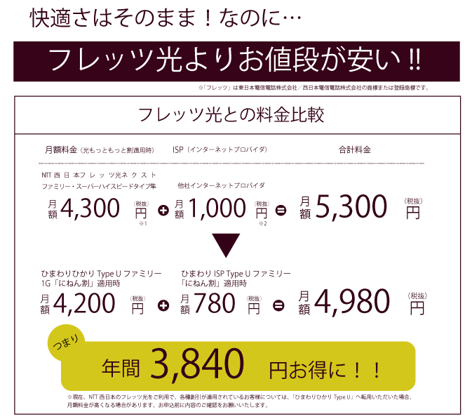 フレッツ光よりお値段が安い(図)